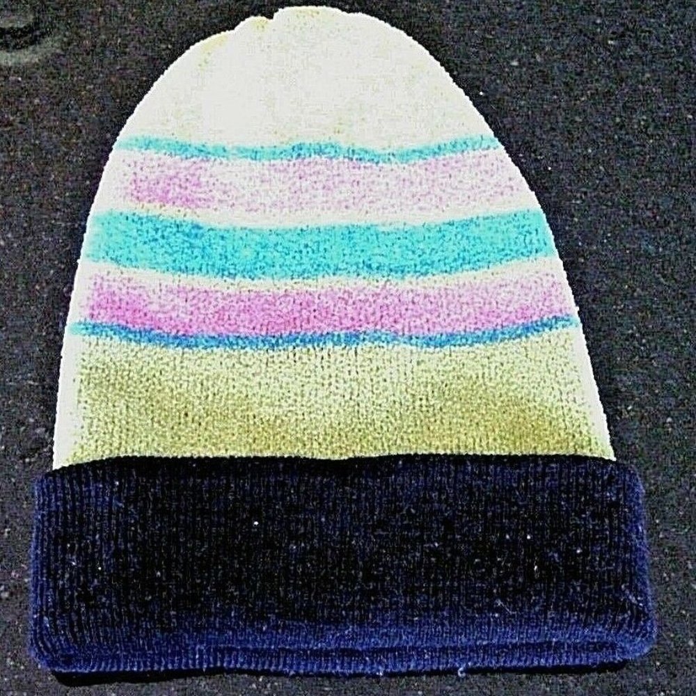 Adidas Hat Winter Beanie Cap Striped Toque Pom Pom Unisex Cold Weather Warm Ears - Picture 7 of 16